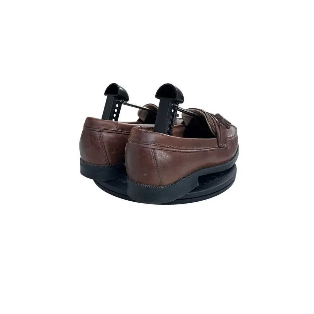 Mens Bass Adams II Brown Leather Tasseled Loafers Size 9M Brown Black